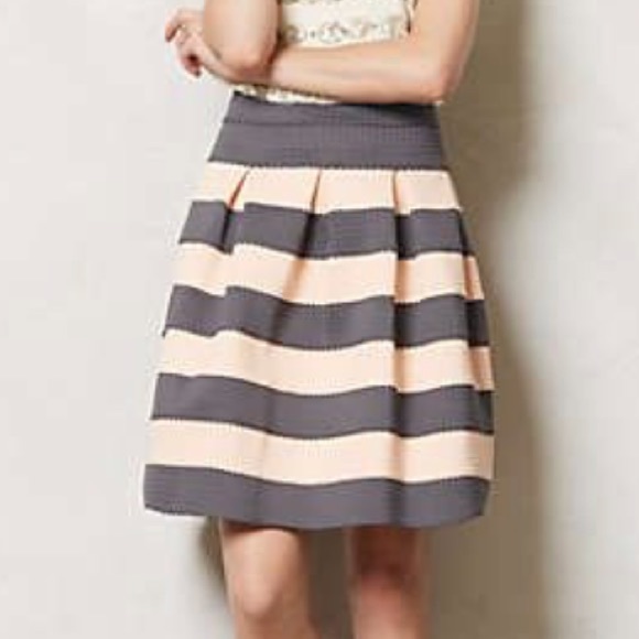 NWOT Anthropologie Scalloped Striped Ponte Skirt - Picture 2 of 8
